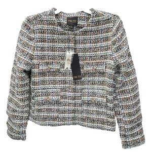 Truth by Republic Women's 12 Tweed Button Up Lined Preppy Workwear Blazer Jacket